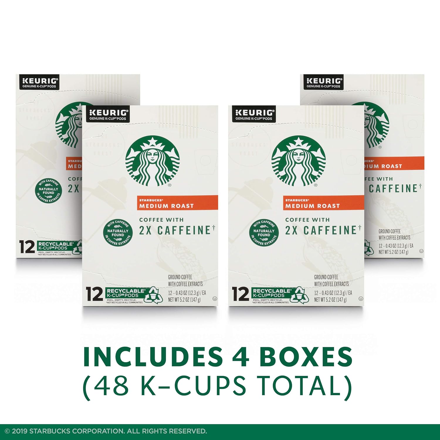 Starbucks K-Cup Coffee Pods, Medium Roast Coffee, Pike Place Roast for Keurig Brewers, 100% Arabica, 4 boxes (96 pods total)