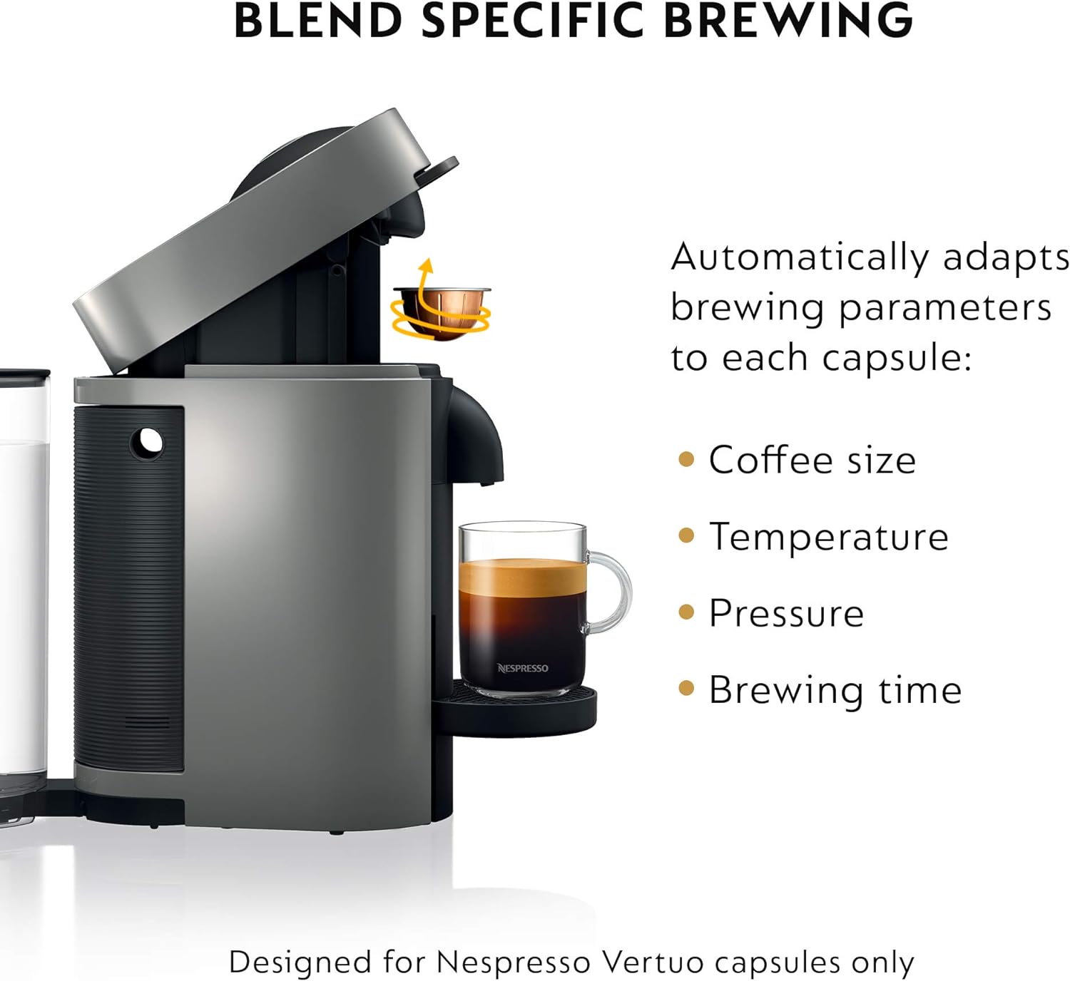 Nespresso Vertuo Plus Coffee and Espresso Maker by De'Longhi, Grey