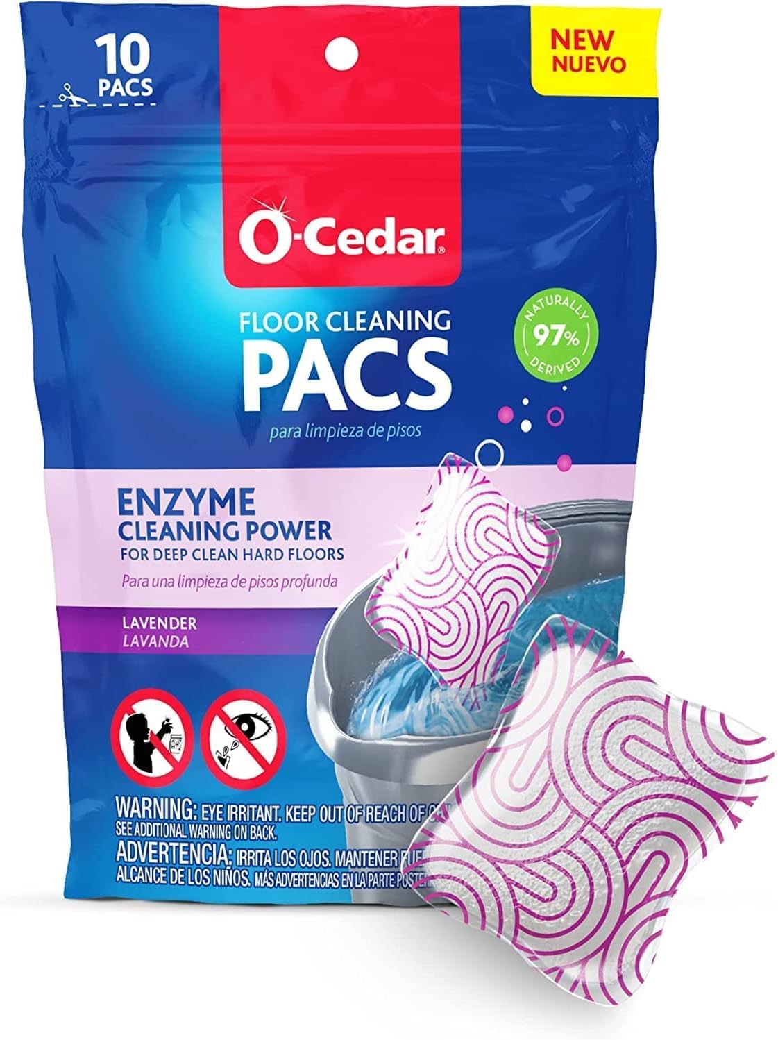 O-Cedar EasyWring Spin Mop & Bucket System +2 Power Refills with Citrus Cleaning PACS (Variety Pack)