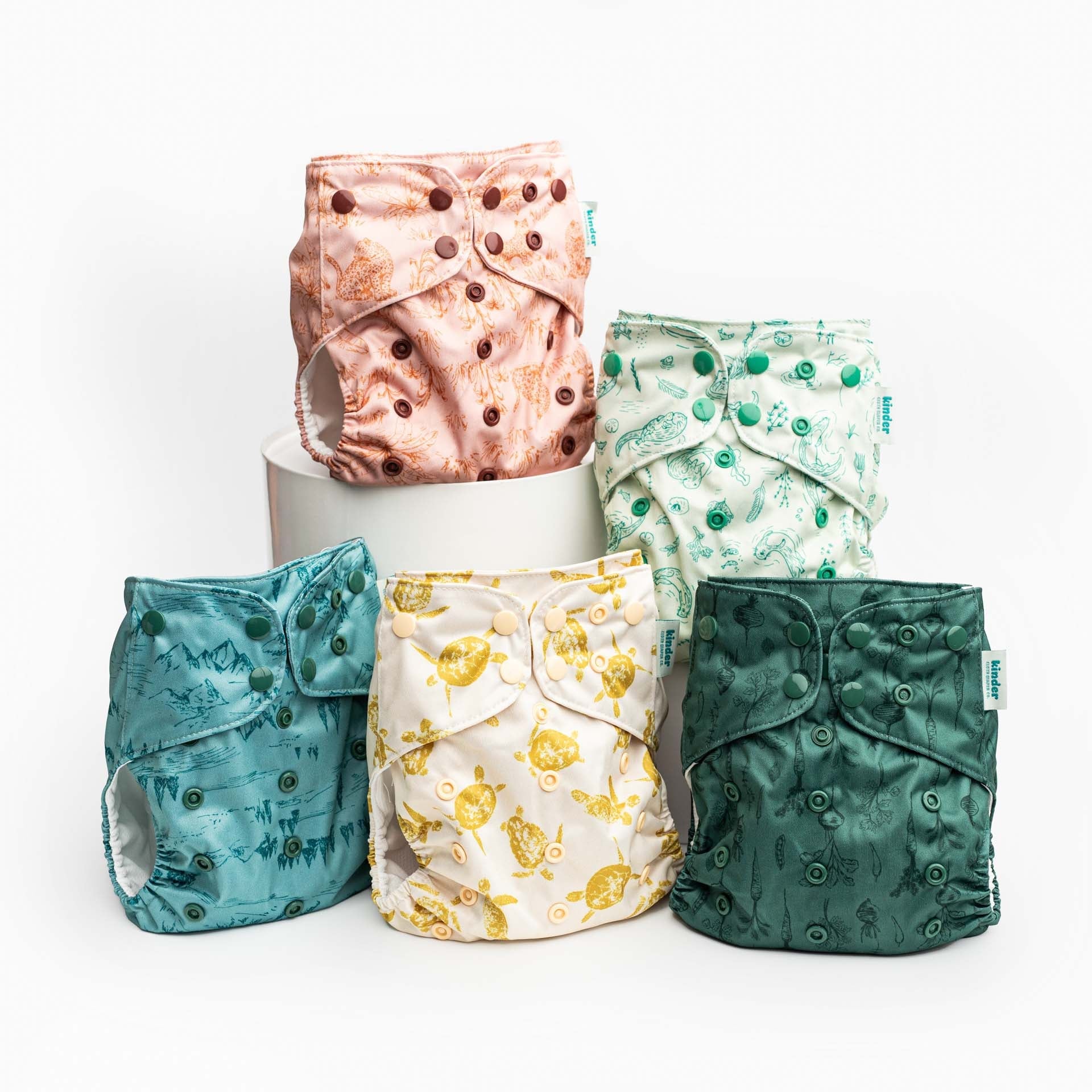 Kinder Cloth Diaper Co. Botanicals Patterned Pocket Cloth Diaper with Athletic Wicking Jersey
