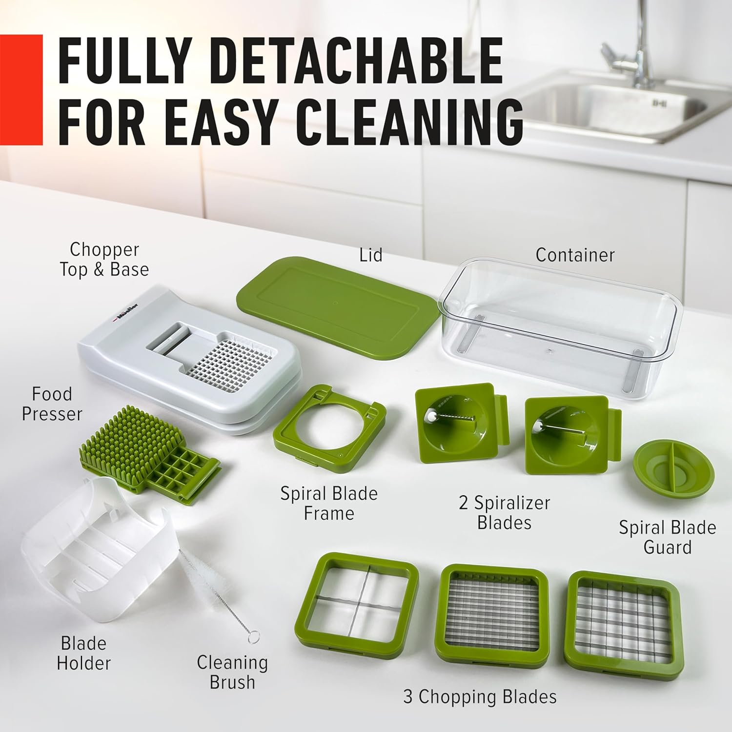 Mueller Pro-Series 10-in-1, 8 Blade Vegetable Chopper, Onion Mincer, Cutter, Dicer, Egg Slicer with Container, French Fry Cutter, Potato Slicer, Home Essentials & Kitchen Gadgets, Salad Chopper