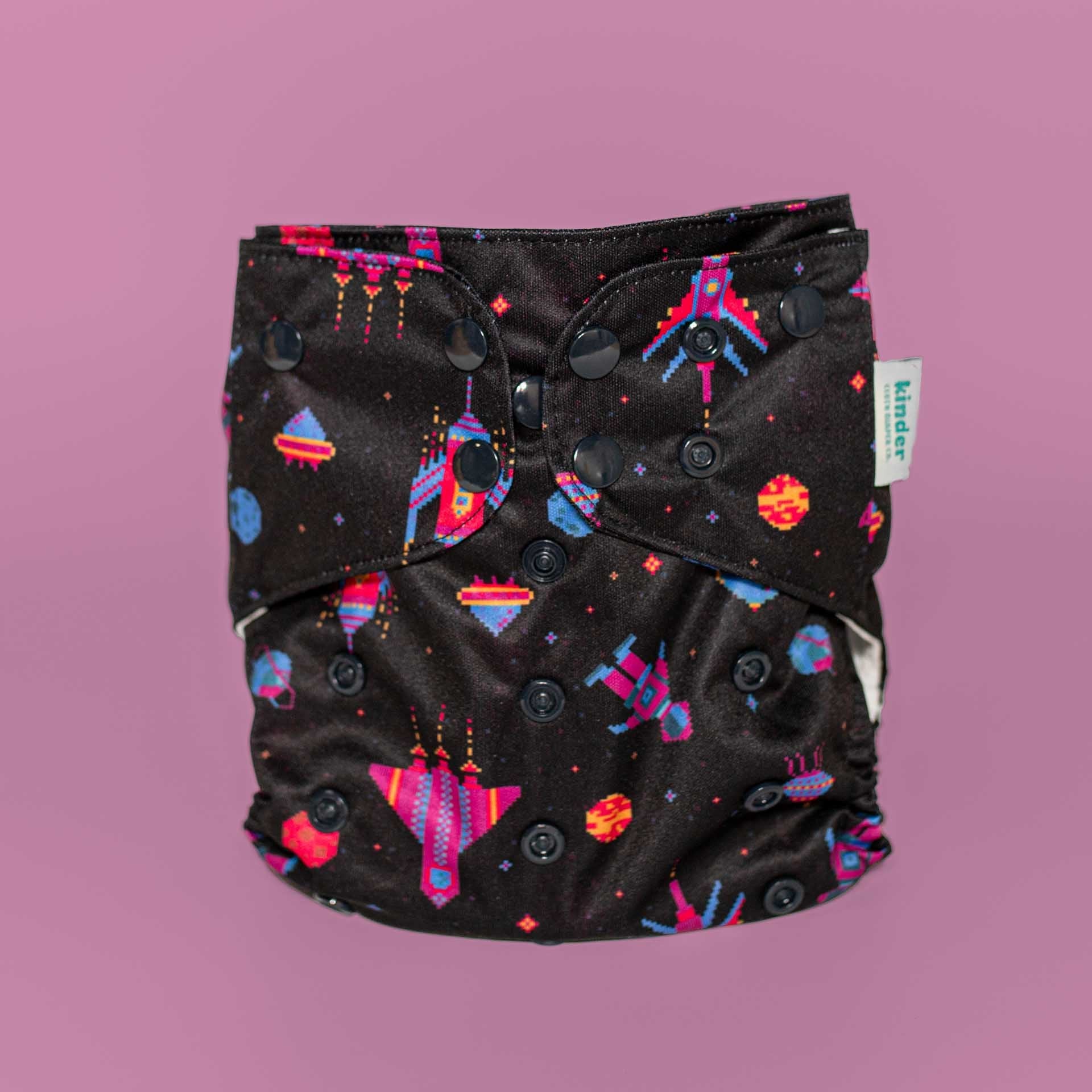 Kinder Cloth Diaper Co. Patterned Basics Pocket Cloth Diaper with Athletic Wicking Jersey