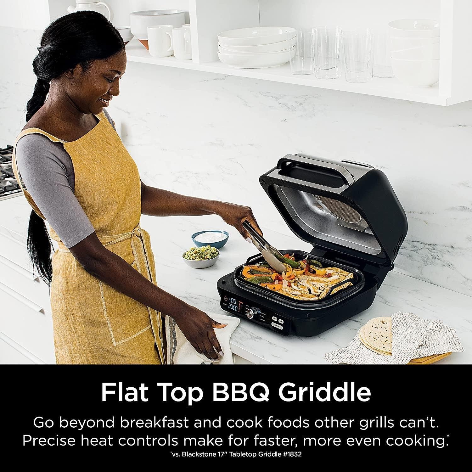 Ninja FG551 Foodi Smart XL 6-in-1 Indoor Grill with Air Fry, Roast, Bake, Broil & Dehydrate, Smart Thermometer, Black/Silver