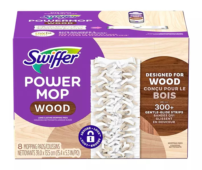 PowerMop Wood Mopping Pad Refills, 8-Count