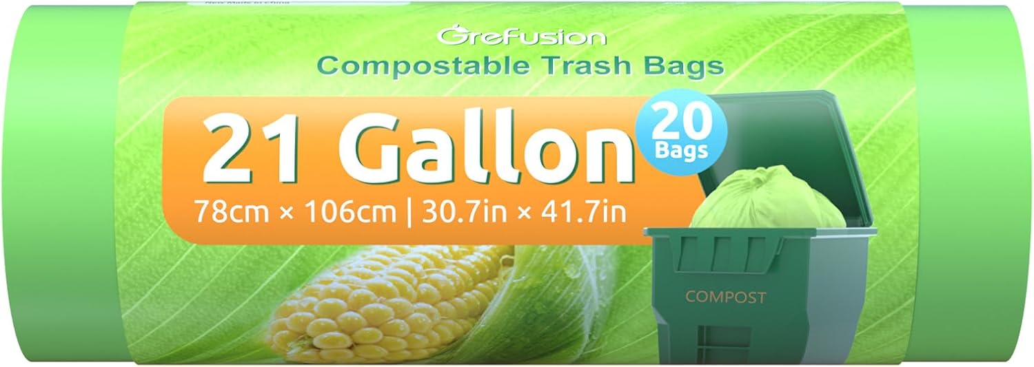 Compostable Bags for Kitchen Compost Bin, 1.2 Gallon, 125 Count, Certified by BPI and ASTM, Leakproof and Odor Control