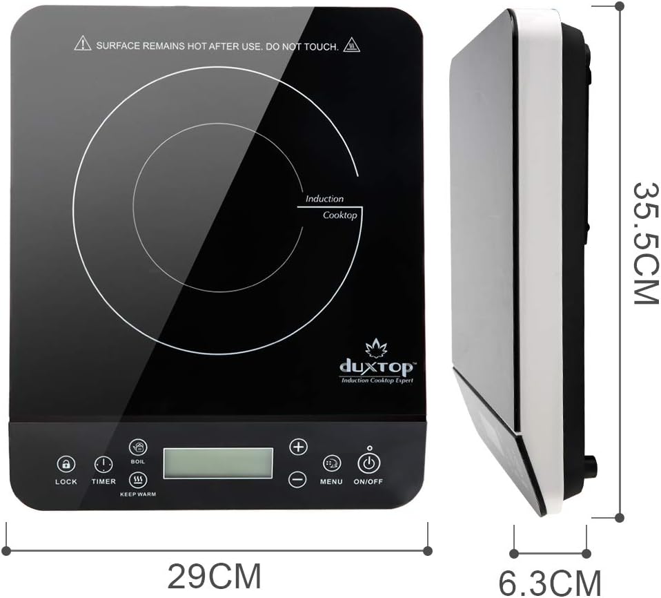 Duxtop Portable Induction Cooktop, Countertop Burner Induction Hot Plate with LCD Sensor Touch 1800 Watts, Silver 9600LS/BT-200DZ