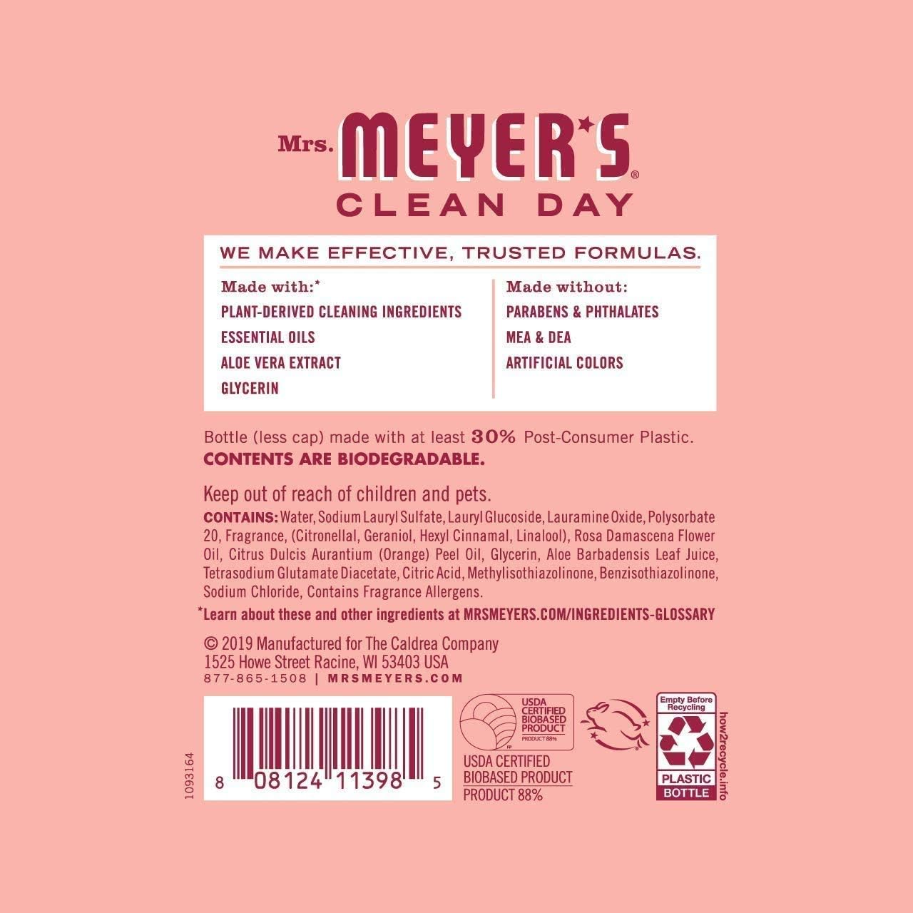 MRS. MEYER'S CLEAN DAY Liquid Dish Soap, Biodegradable Formula, Basil, 16 fl. oz - Pack of 3