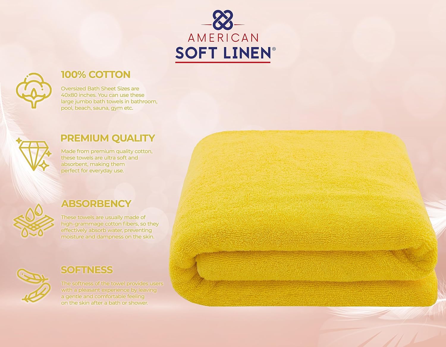 American Soft Linen Luxury 6 Piece Towel Set, 2 Bath Towels 2 Hand Towels 2 Washcloths, 100% Cotton Turkish Towels for Bathroom, Light Grey Towel Sets