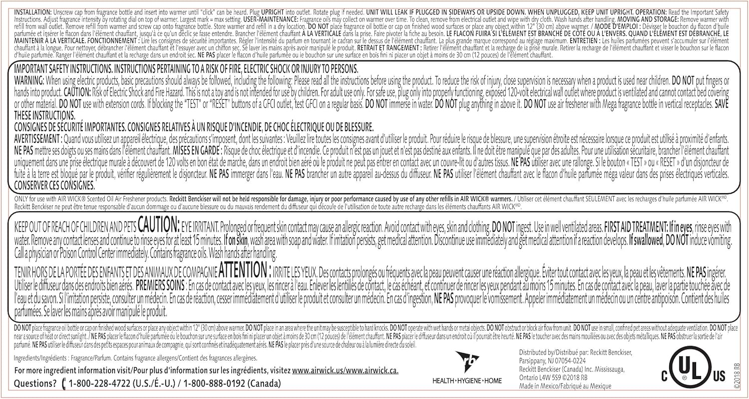 Air Wick Plug in Scented Oil Refill, 10ct, Lavender & Chamomile, Air Freshener, Essential Oils, Eco Friendly