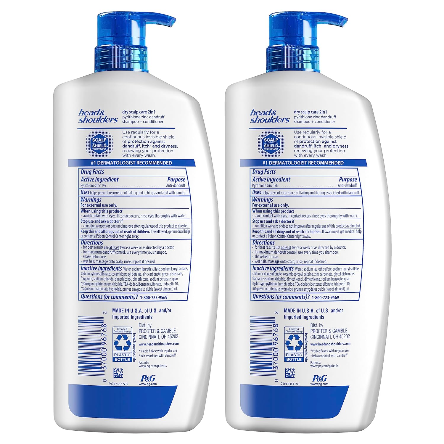 Head & Shoulders 2-in-1 Dandruff Shampoo and Conditioner Set, Advanced Dry Scalp Care, Anti Dandruff Treatment, Nourishing Almond Oil, Itch & Dryness Relief, Scalp Shield, 32.1 Fl Oz Each, 2 Pack