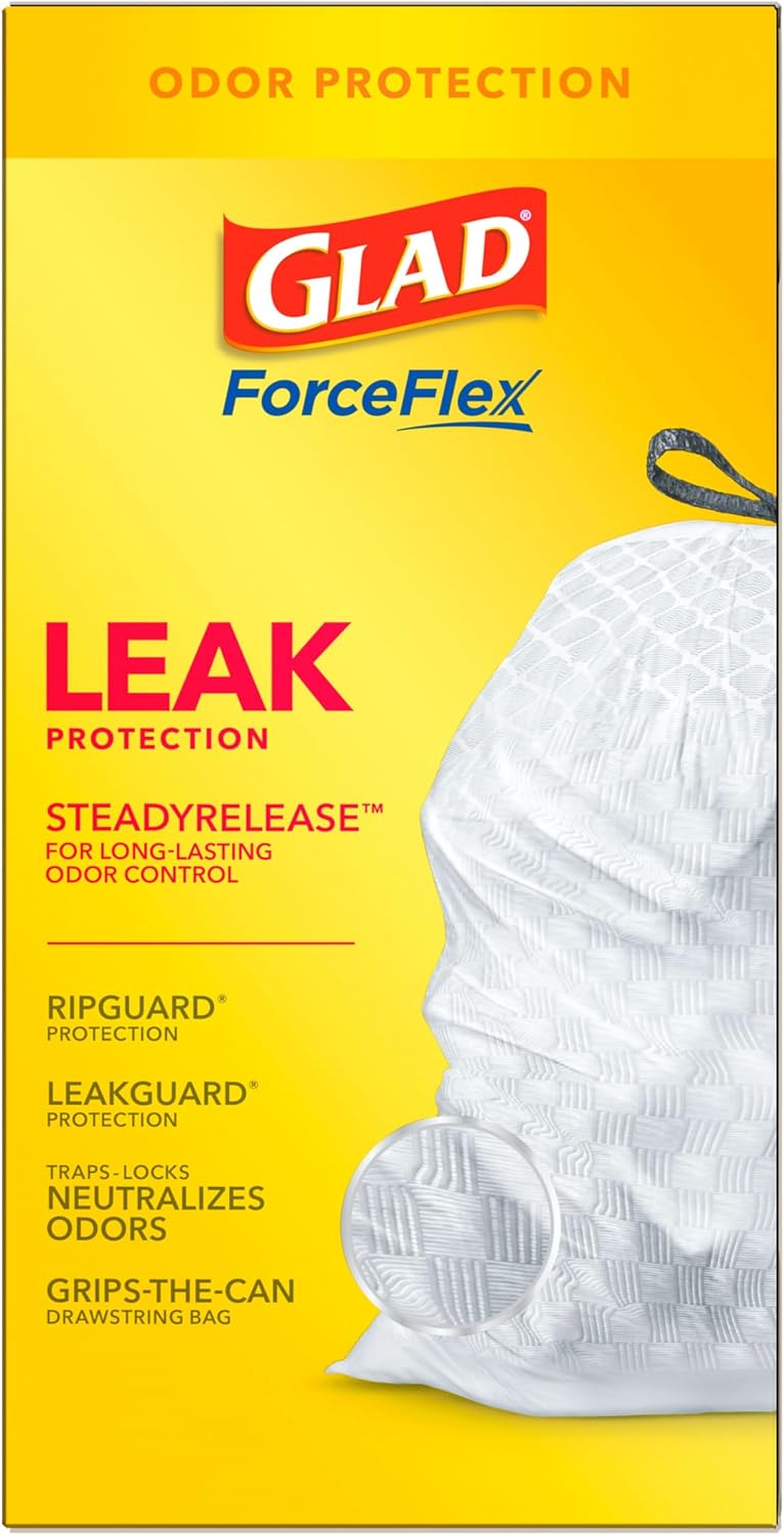 Glad ForceFlex Tall Kitchen Trash Bags, 13 Gal, Gain Original with Febreze, 110 Ct (Pack May Vary)