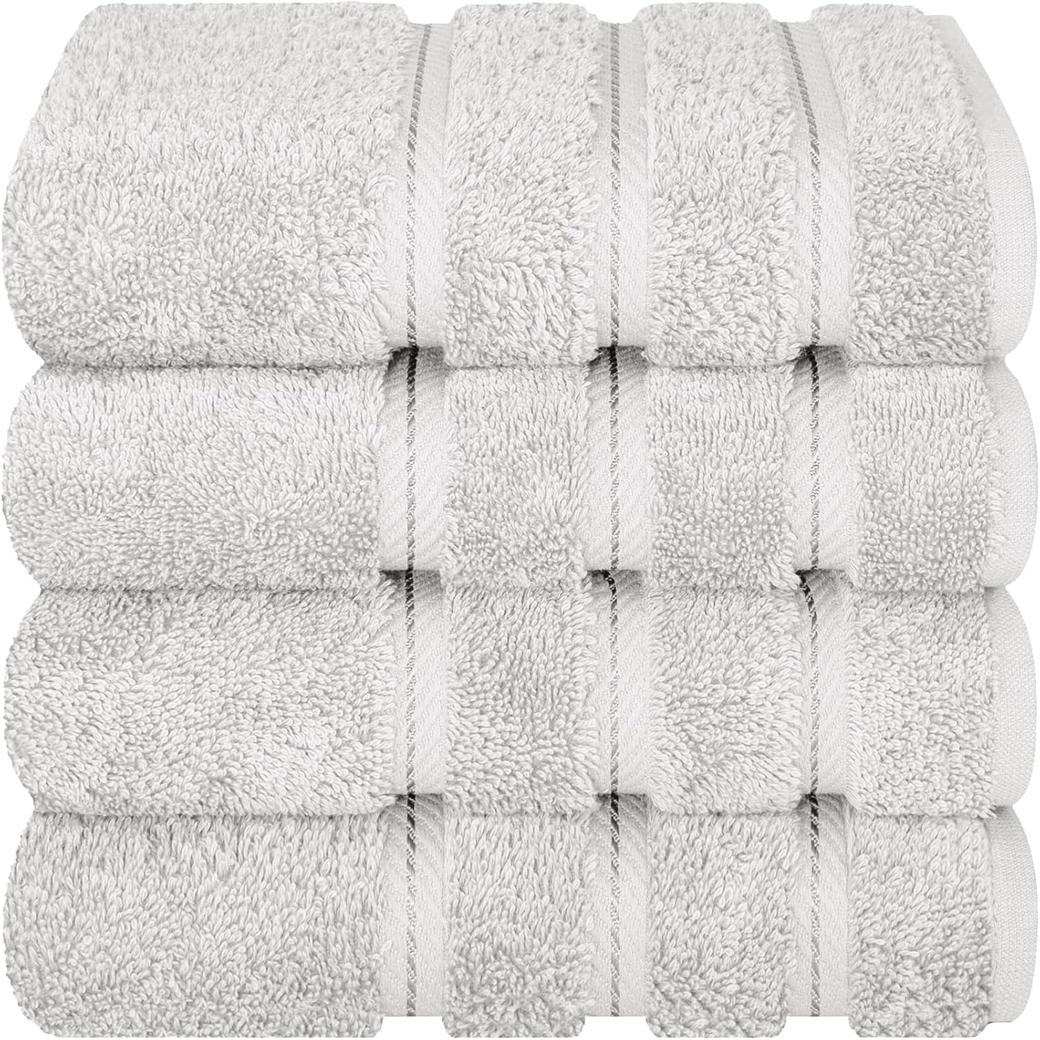 American Soft Linen Luxury 6 Piece Towel Set, 2 Bath Towels 2 Hand Towels 2 Washcloths, 100% Cotton Turkish Towels for Bathroom, Light Grey Towel Sets
