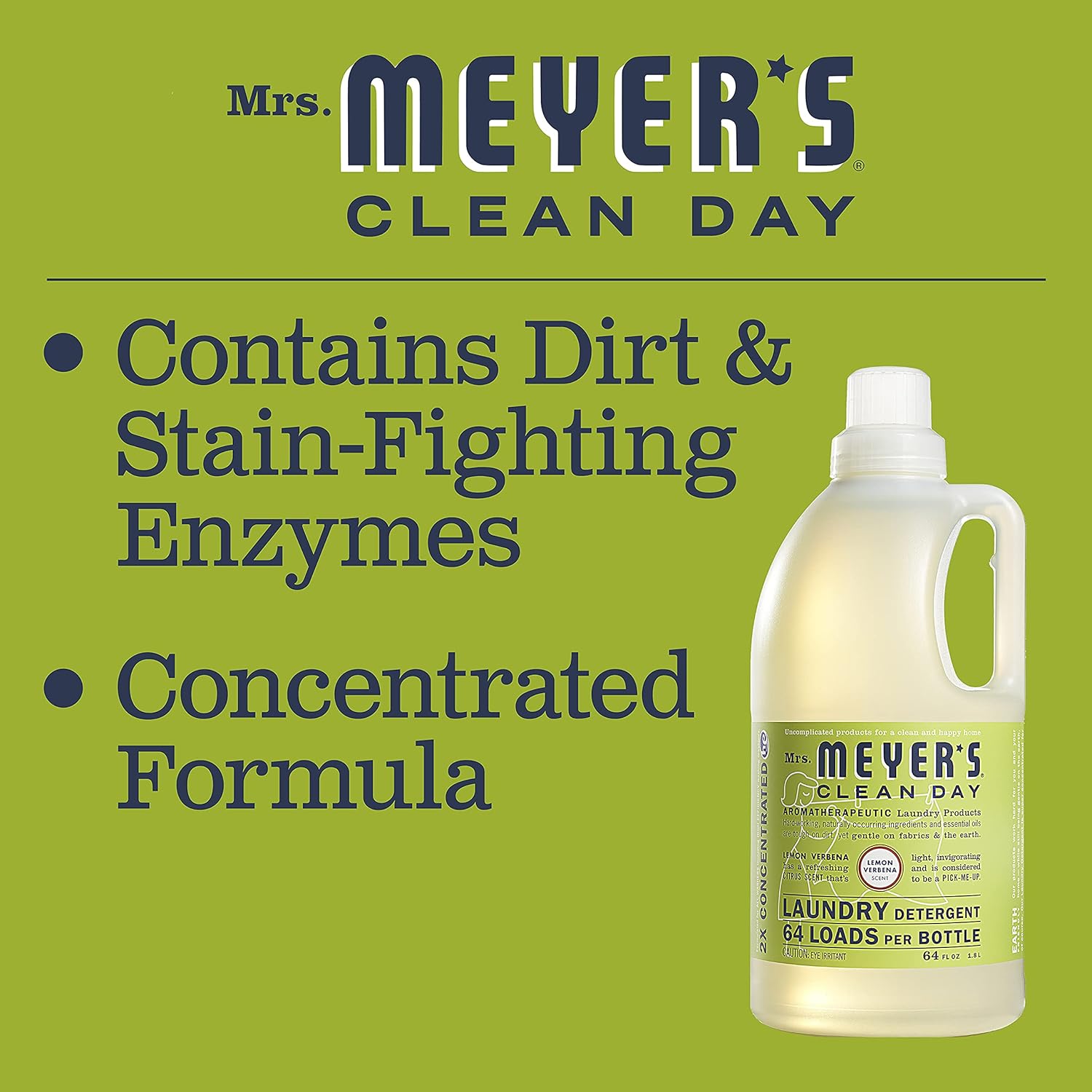 MRS. MEYER'S CLEAN DAY Liquid Laundry Detergent, Biodegradable Formula Infused with Essential Oils, Lavender, 64 oz (64 Loads)