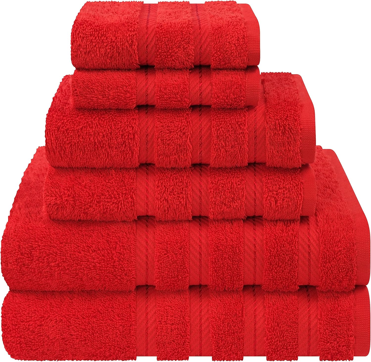 American Soft Linen Luxury 6 Piece Towel Set, 2 Bath Towels 2 Hand Towels 2 Washcloths, 100% Cotton Turkish Towels for Bathroom, Light Grey Towel Sets