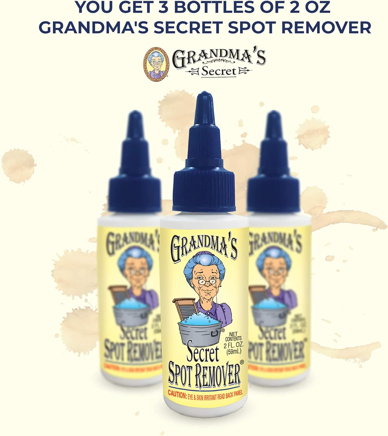 Grandma's Secret Spot Remover Laundry Spray - Chlorine, Bleach and Toxin-Free Fabric Stain Remover for Clothes - Removes Oil, Paint, Blood and Pet Stains - 16 Oz, 2 Pack