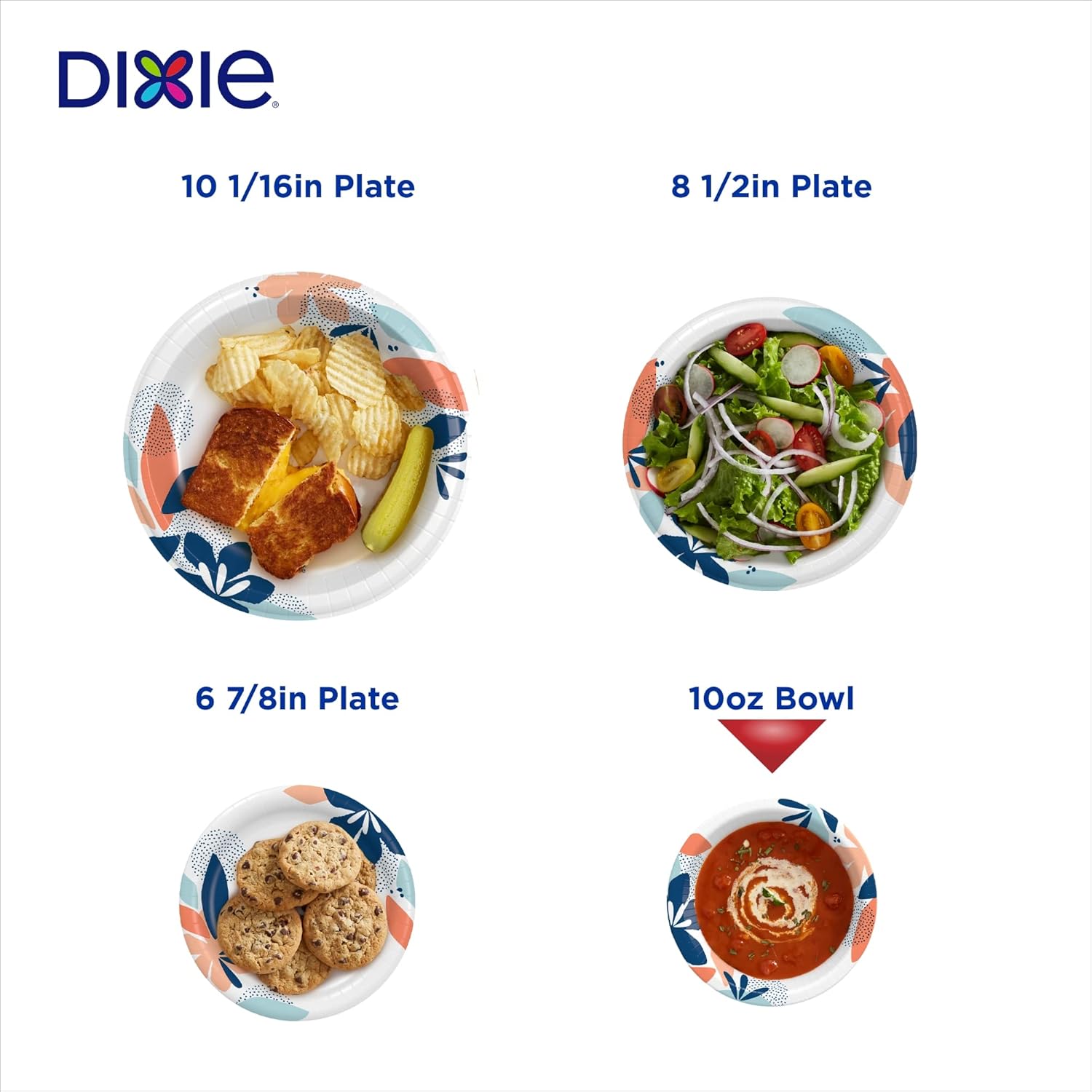 Dixie Small Paper Bowls, 10 Oz, 72 Count, Microwave-Safe, Soak-Proof, Disposable Bowls Great For Snacks, Dessert, And Light Lunch Meals