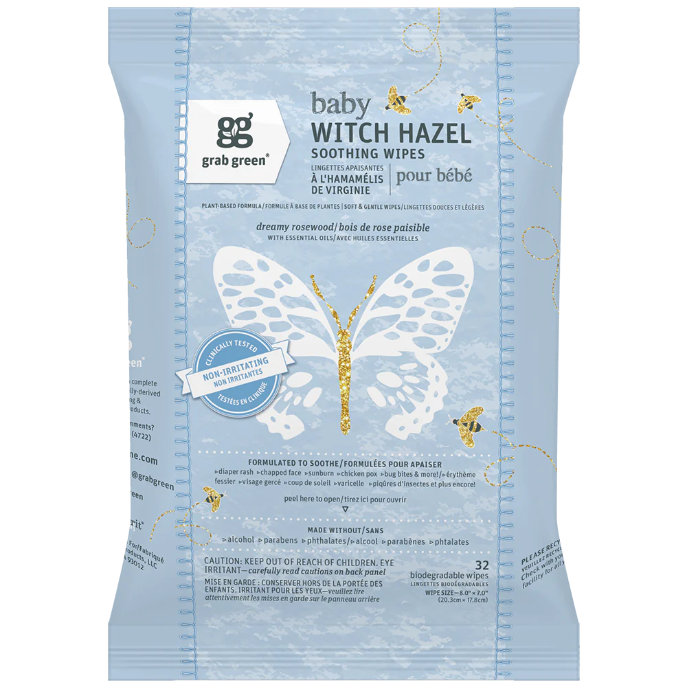 Grab Green Baby Witch Hazel Wipes - 3 Pack