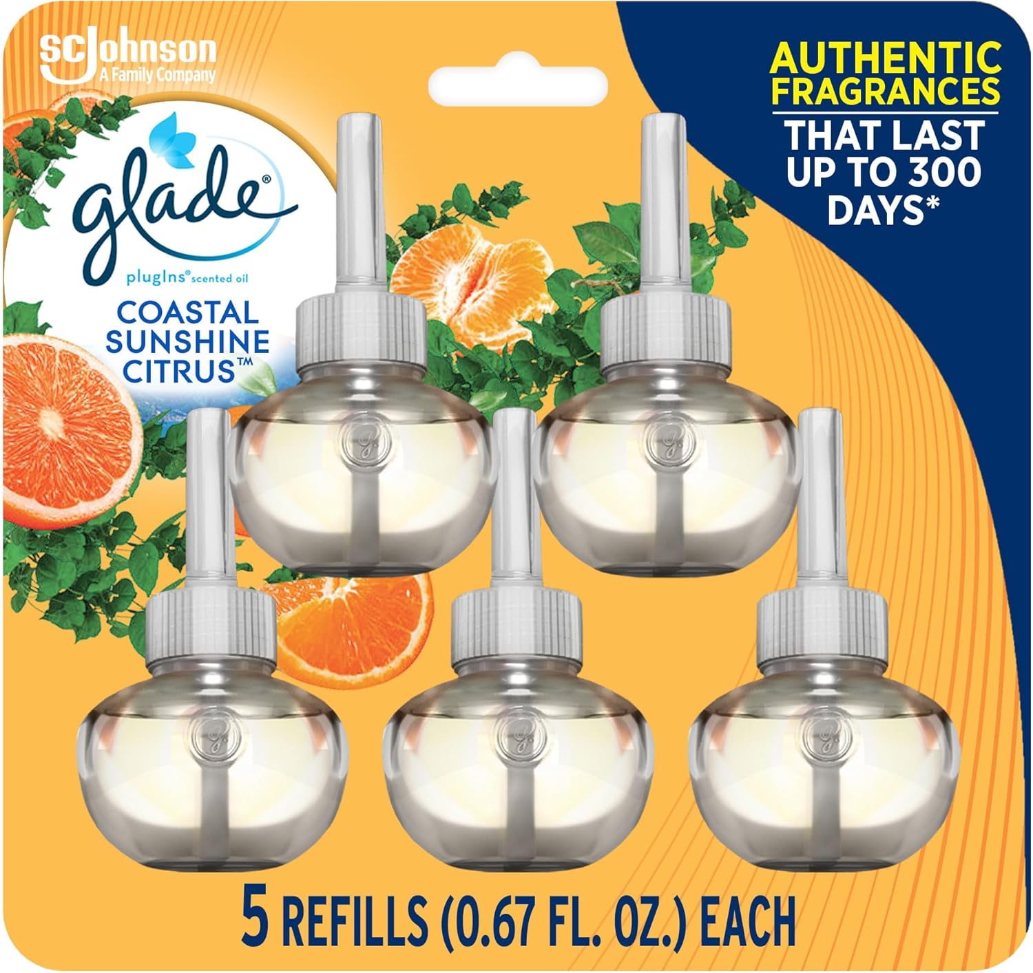 Glade PlugIns Refills Air Freshener, Scented and Essential Oils for Home and Bathroom, Apple Cinnamon, 3.35 Fl Oz, 5 Count