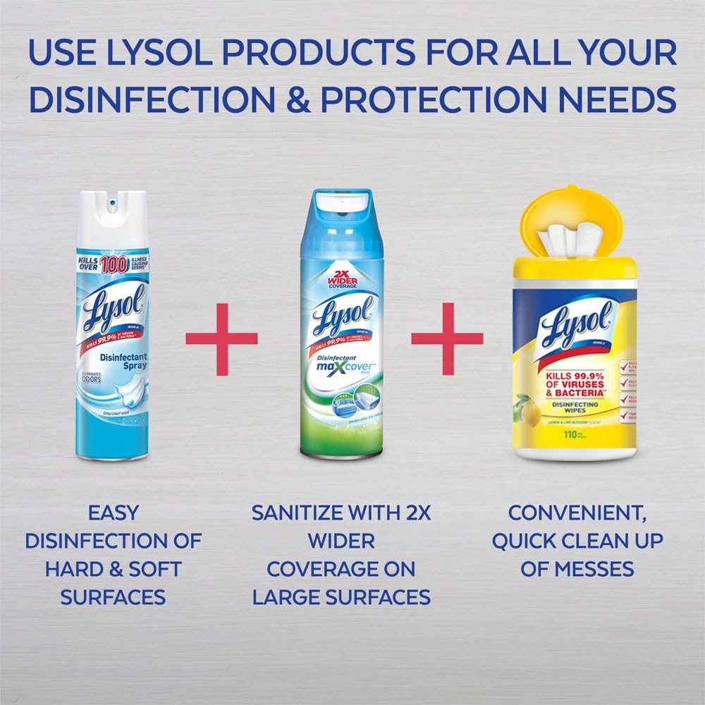 Lysol Disinfectant Wipes, Multi-Surface Antibacterial Cleaning Wipes, For Disinfecting and Cleaning, Lemon and Lime Blossom, 80 Count (Pack of 3)