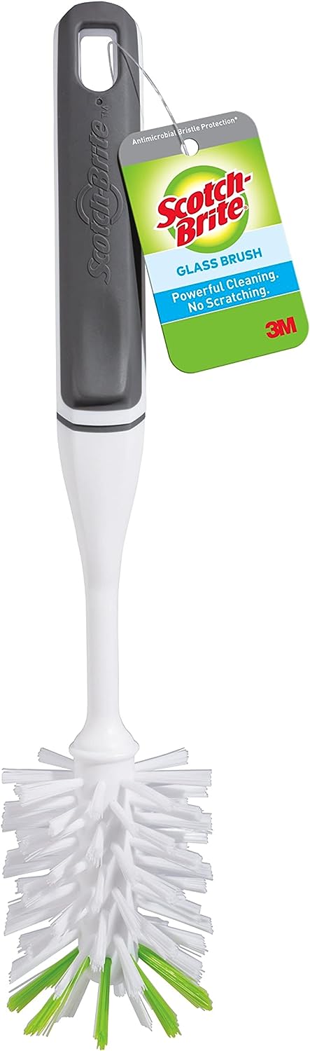 Scotch-Brite Kitchen Brush Kit - Glass and Water Bottle Brush & Advanced Soap Control Dishwand Brush - Scrub Brushes for Cleaning Kitchen and Washing Dishes