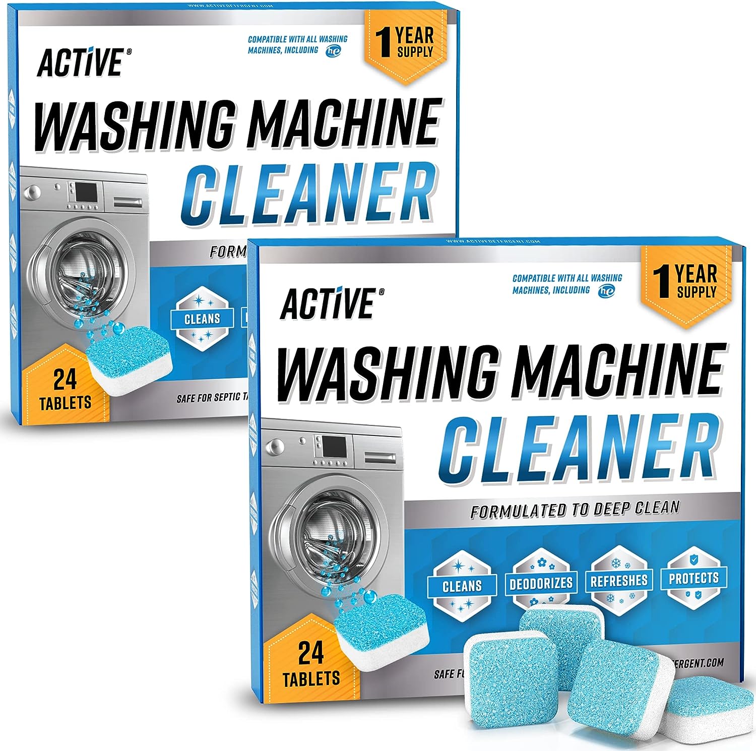 Washing Machine Dishwasher & Disposal Cleaning Tablets - Appliance Refresh Bundle Includes 12 Month Supply Dishwasher Cleaner Deodorizer, Washer Descaler, Disposer Freshener Deep Cleaning - 72 Tablets