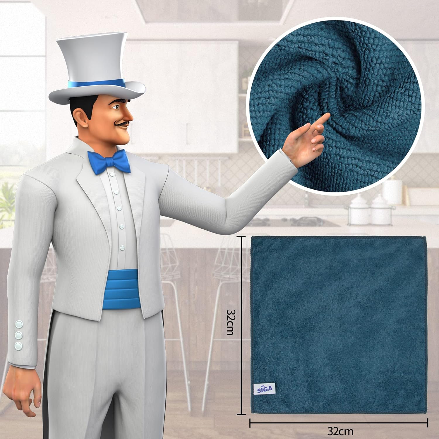 MR.SIGA Microfiber Cleaning Cloth,Pack of 12,Size:12.6