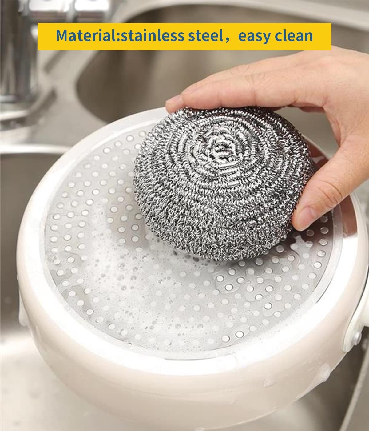 6Pcs Steel Wool Scrubbers - Flexible Scrubber Pads for Cleaning Dishes, Pots, Pans, Grills and Sinks