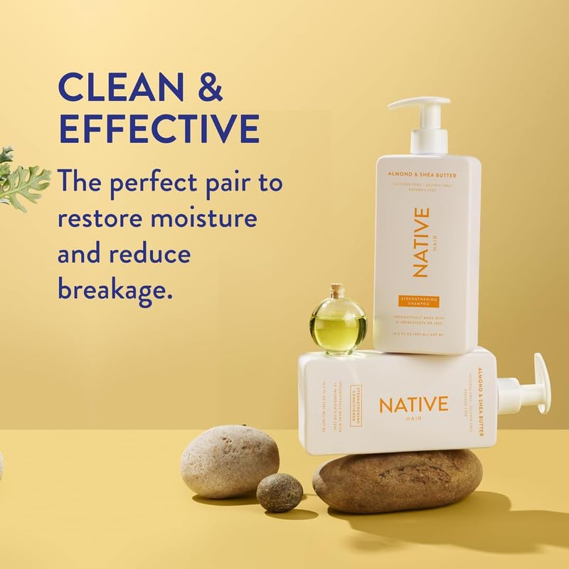 Native Shampoo and Conditioner Set | Sulfate Free, Paraben Free, Dye Free, with Naturally Derived Clean Ingredients| 16.5 oz (Coconut & Vanilla, Moisturizing), 2, 1.3 ounces