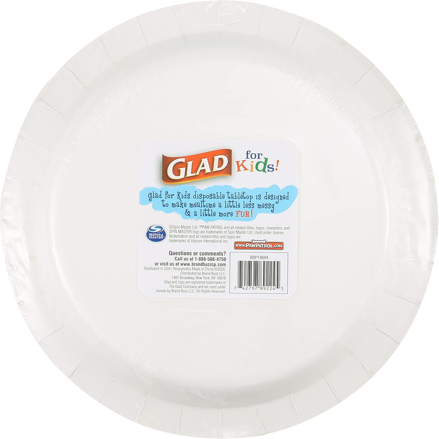 Glad for Kids Paw Patrol Emoji Disposable Paper Plates - Soak Proof, Microwave Safe Snack Plates, Kid Friendly Dinnerware for Everyday Use, 7 Inch, 20 Count