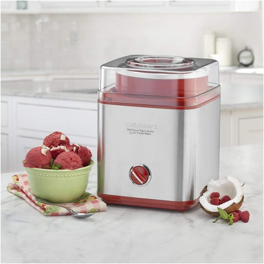 CUISINART Ice Cream Maker, Ice Cream and Frozen Yogurt Machine, 2-Qt. Double-Insulated Freezer Bowl, Silver, ICE30BCP1