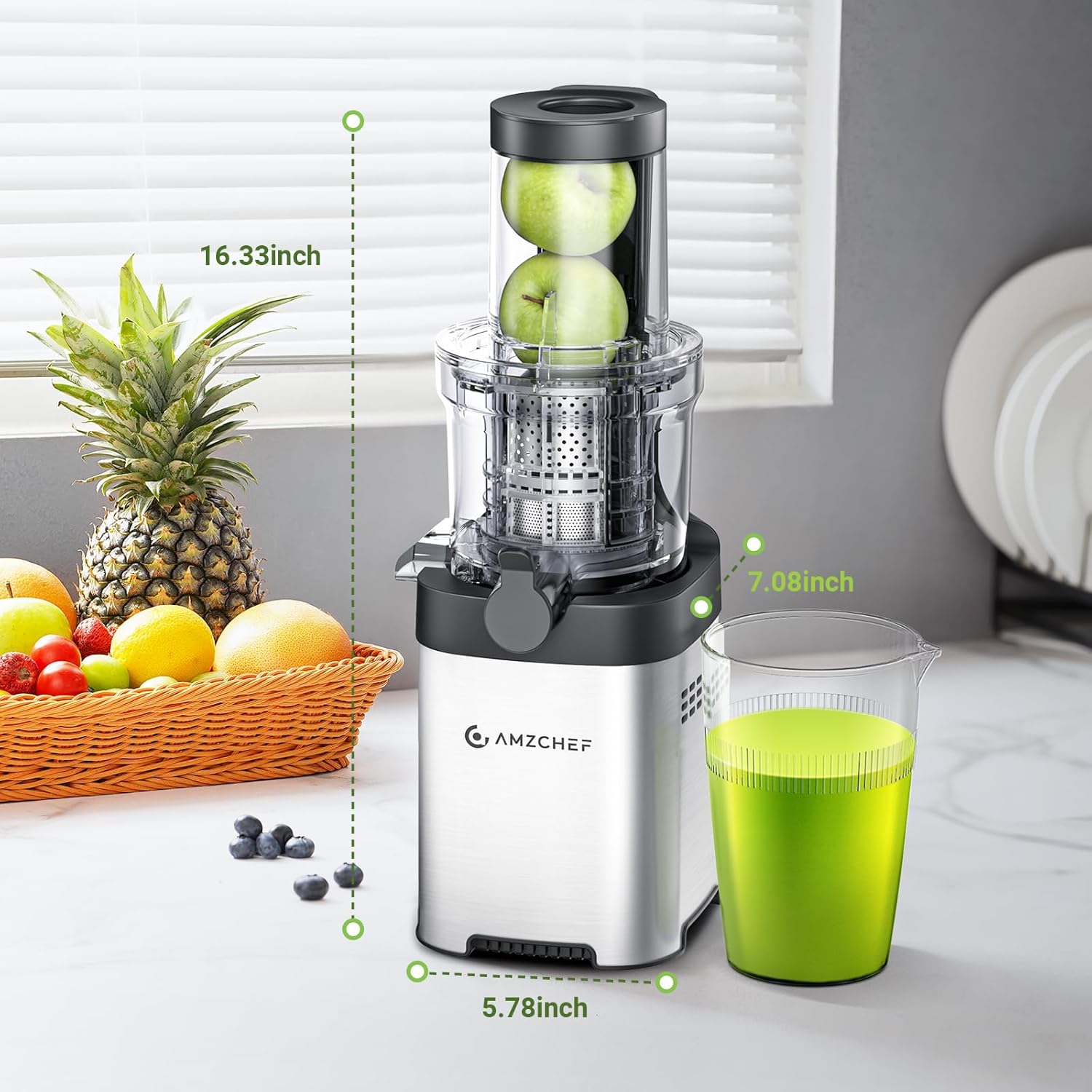 AMZCHEF Cold Press Juicer, Juicer Machines - 5.2