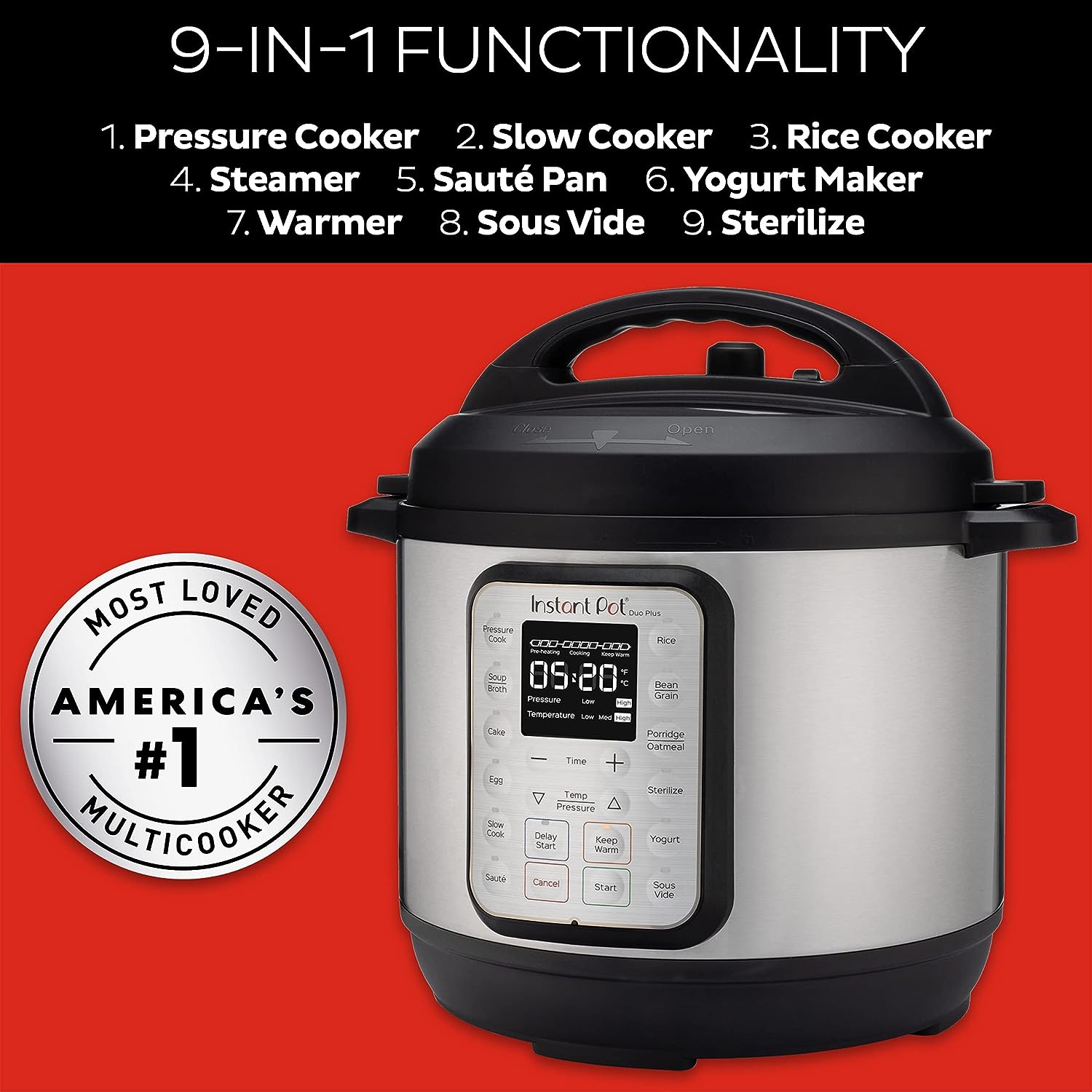 Instant Pot Duo Plus 9-in-1 Electric Pressure Cooker,
