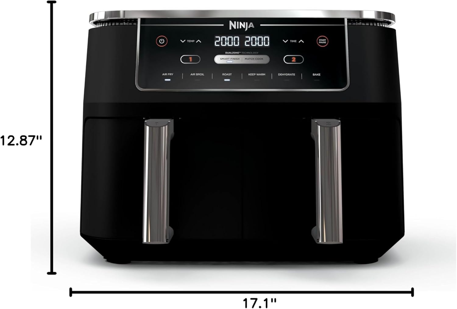 Ninja Air Fryer, Thermometer, Roast, Bake, Air Fry, Crisps, Broil, Reheats, Keep Warm, 10-in-1, Fries, Frozen Food, Veggies, and Meat, Quick Meals, Healthy Meals, Less Oil, 10 QT, Grey, DZ550
