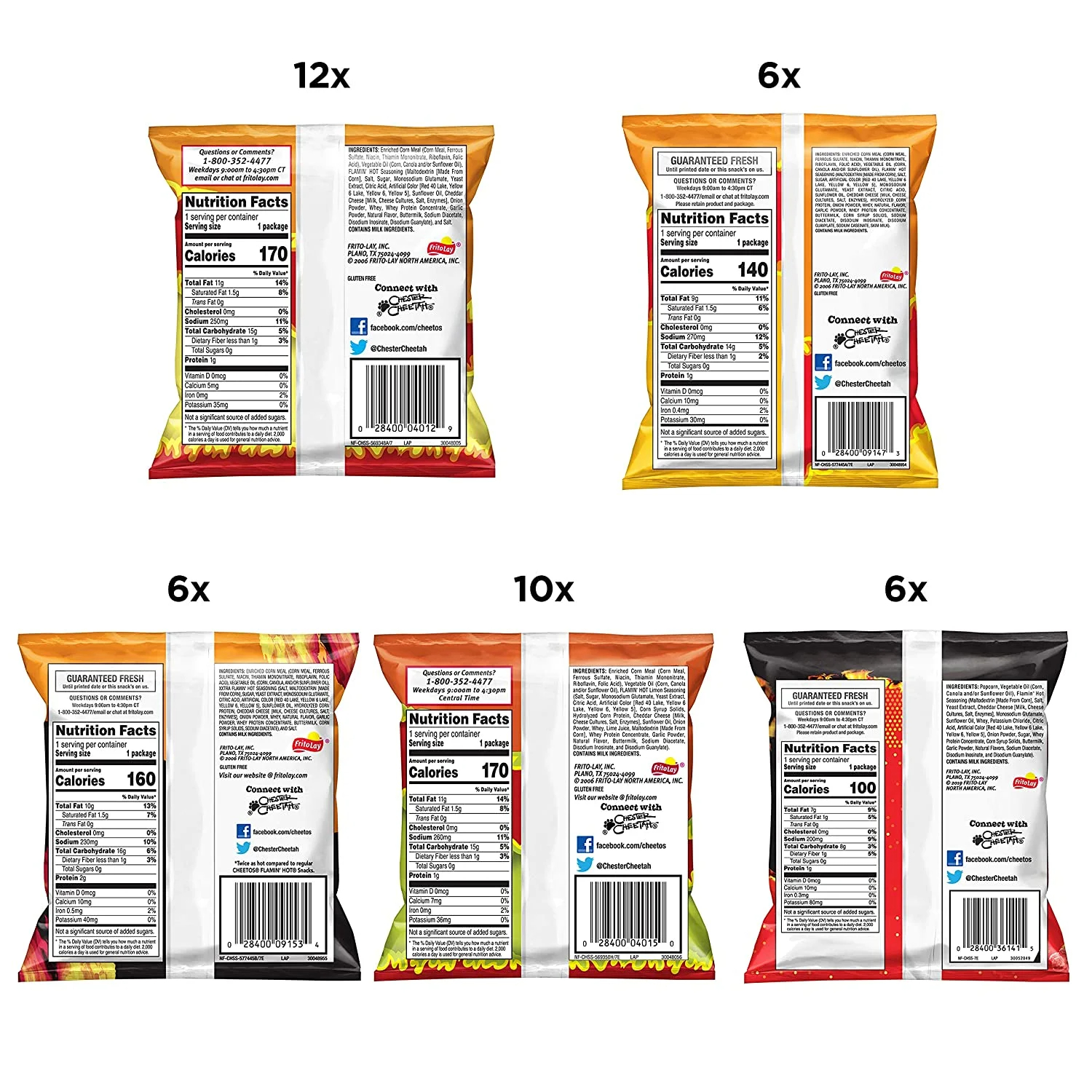 Cheetos Flamin' Hot Mix Variety Pack Snack Chips, 40 Count