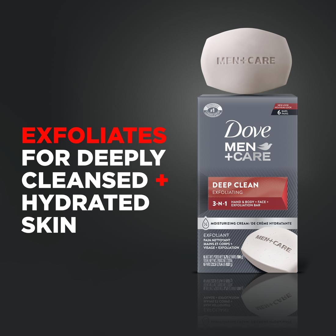Dove Men+Care Men's Bar Soap Deep Clean 8 Bars More Moisturizing Than Bar Soap Effectively Washes Away Bacteria, Nourishes Your Skin 3.75 oz