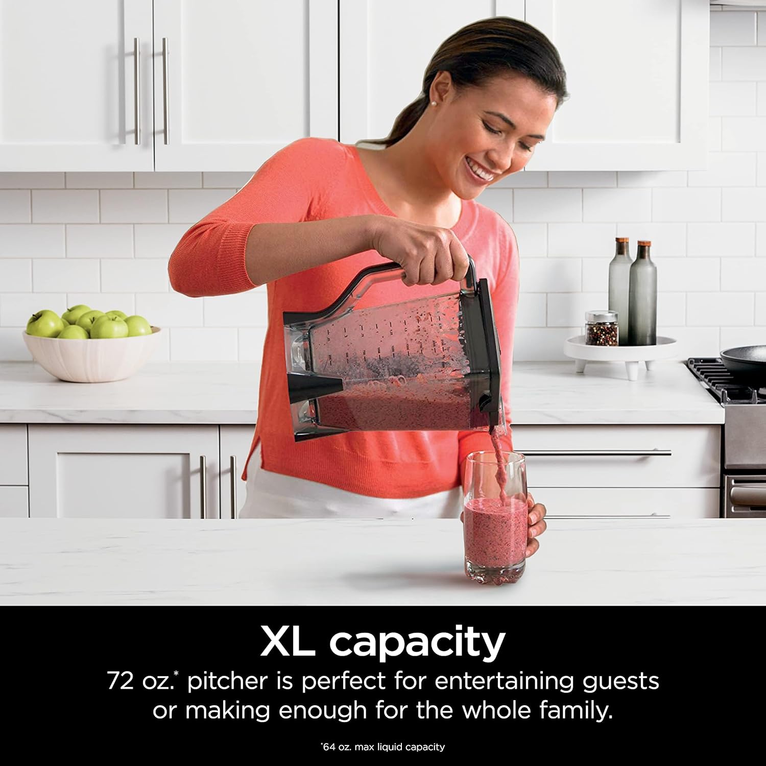 Ninja Blender, For-Smoothies, Salsa, Shakes, Slush, and-Frozen Drinks, Blender, Pitcher, and-Lid, Blender for-Kitchen, Crushes Ice, Fruit, and-Veggies, 1000-Watt, Dishwasher Safe, Black, NJ601AMZ​