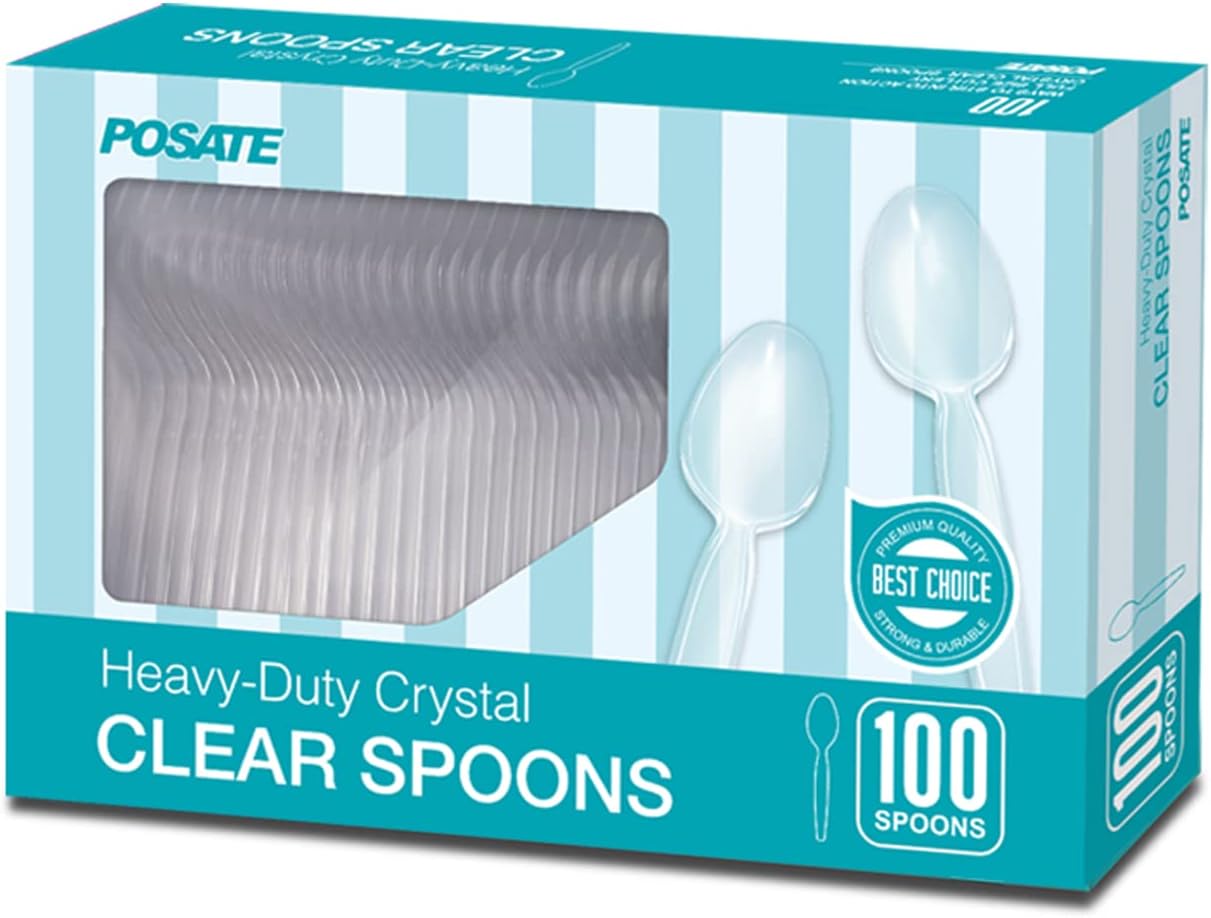 POSATE Heavy Weight Plastic Forks, Clear Disposable, 100 Count