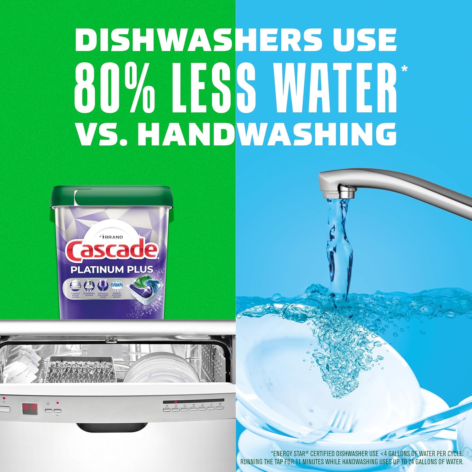 Cascade Platinum Plus Dishwasher Pods, Dish Detergent ActionPacs, Clean Lemon, 62 Count