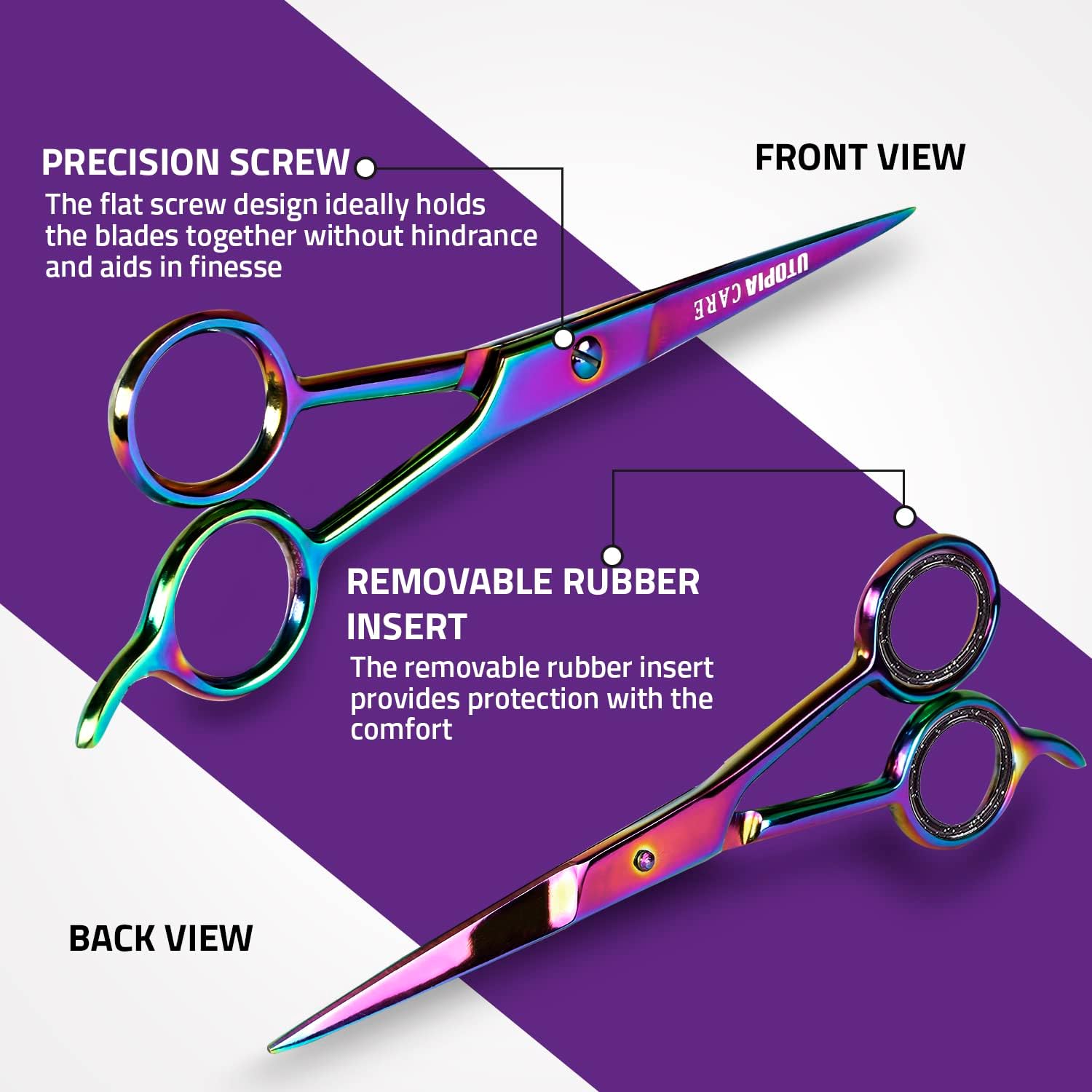 Utopia Care Hair Cutting and Hairdressing Scissors 6.5 Inch, Premium Stainless Steel shears with smooth Razor & Sharp Edge Blades, for Salons, Men & Women, Kids, Adults, & Pets - Silver