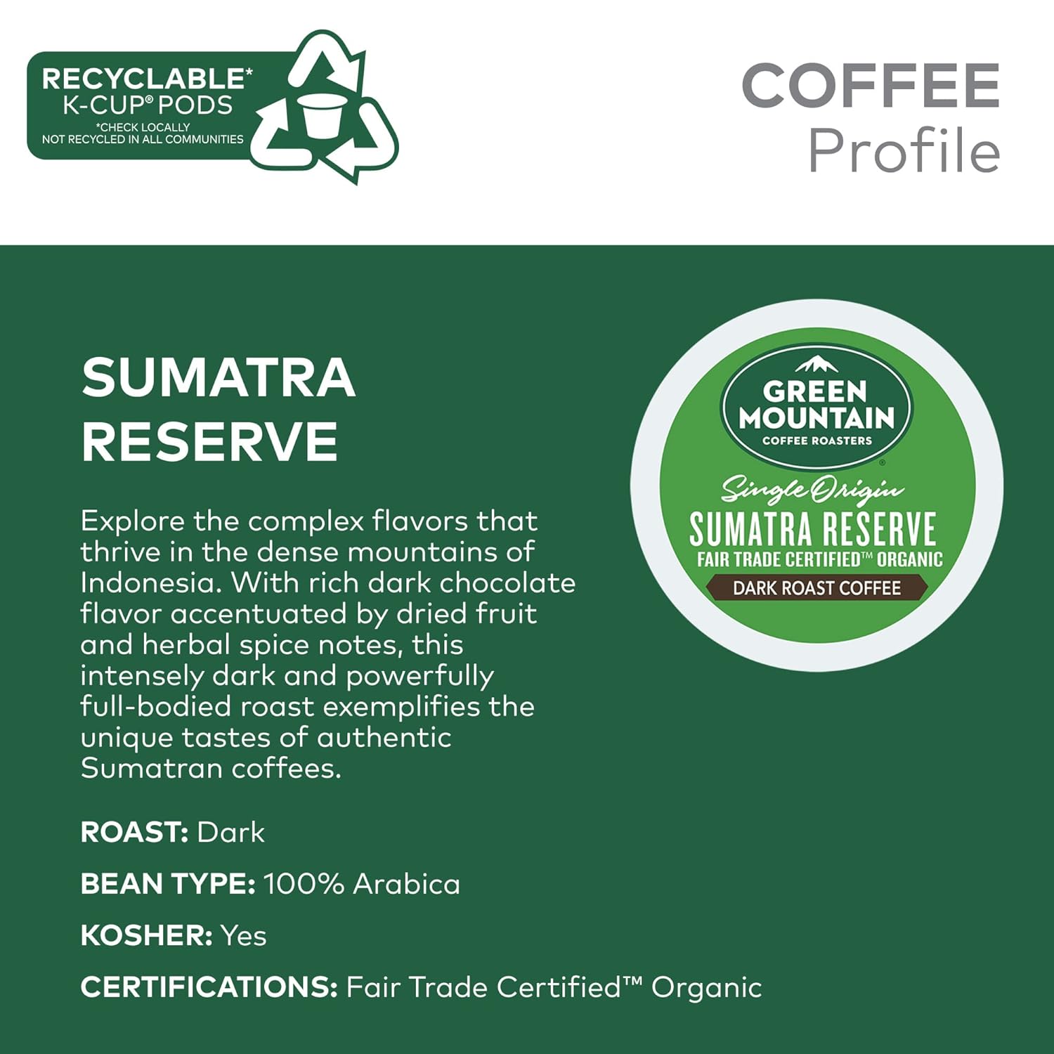 Green Mountain Coffee Roasters Dark Magic Keurig Single-Serve K-Cup Pods, Dark Roast Coffee, 72 Count (6 Packs of 12)