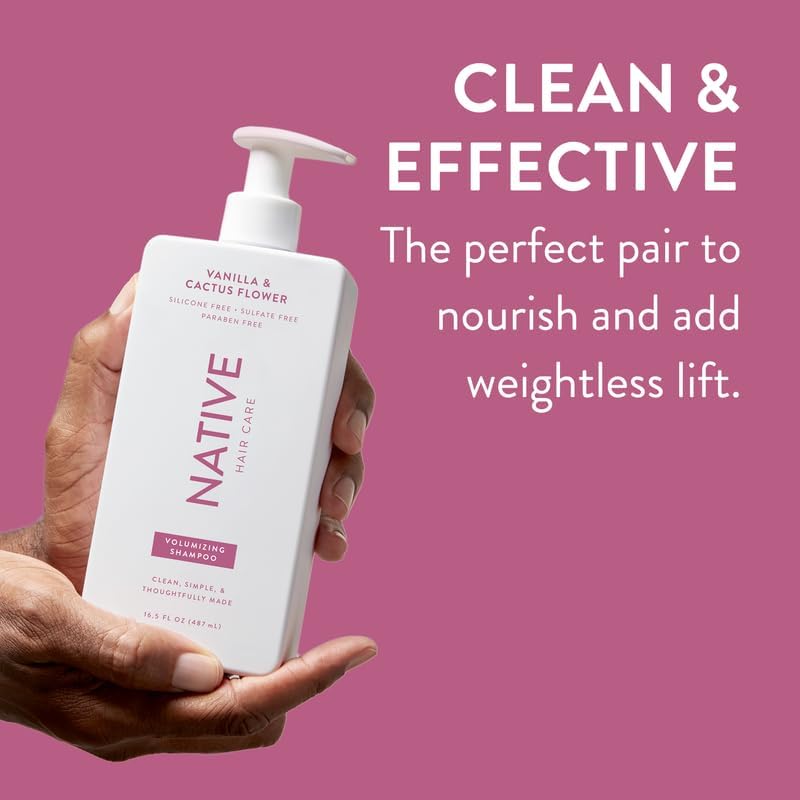 Native Shampoo and Conditioner Set | Sulfate Free, Paraben Free, Dye Free, with Naturally Derived Clean Ingredients| 16.5 oz (Coconut & Vanilla, Moisturizing), 2, 1.3 ounces