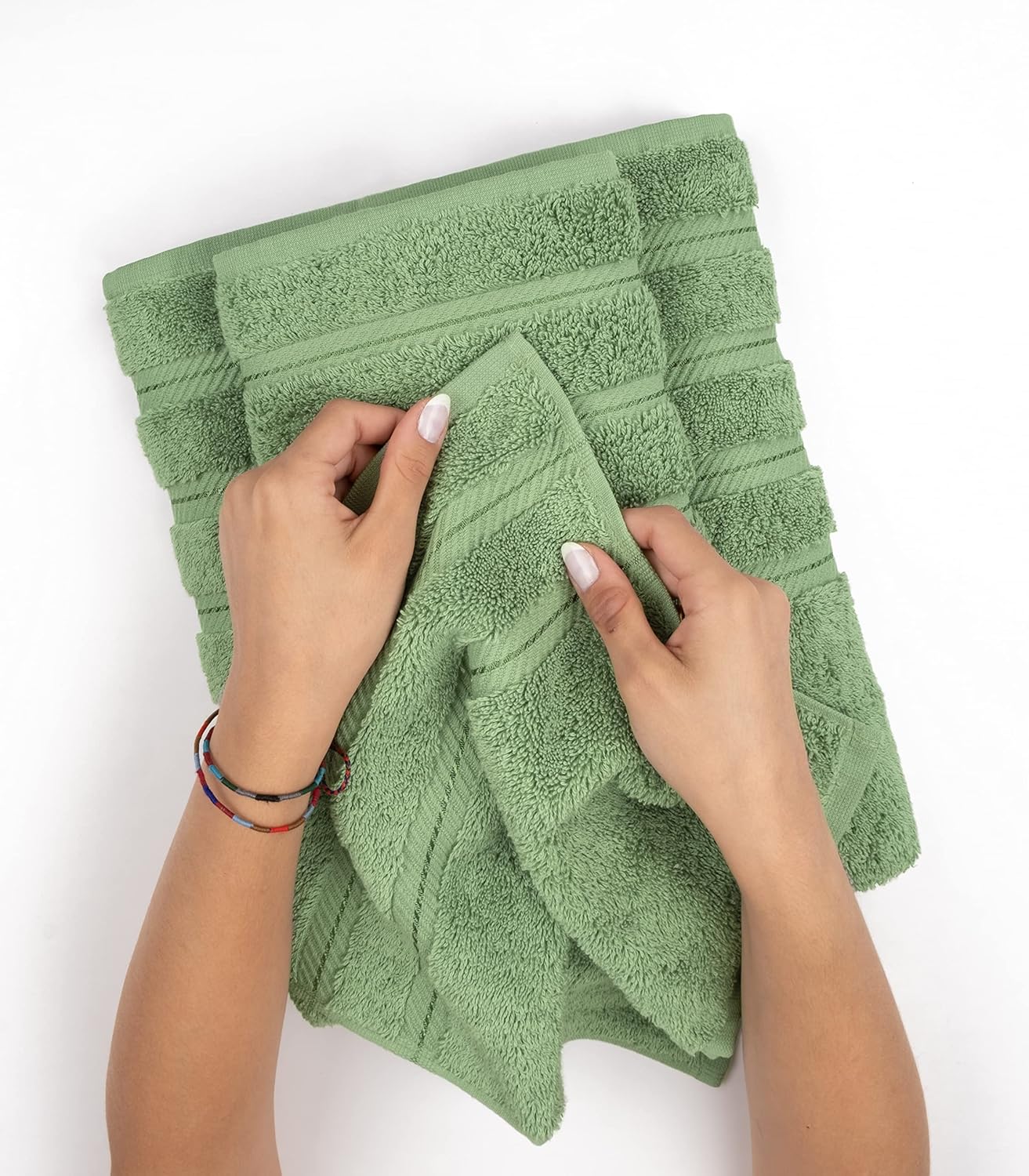 American Soft Linen Luxury 6 Piece Towel Set, 2 Bath Towels 2 Hand Towels 2 Washcloths, 100% Cotton Turkish Towels for Bathroom, Light Grey Towel Sets
