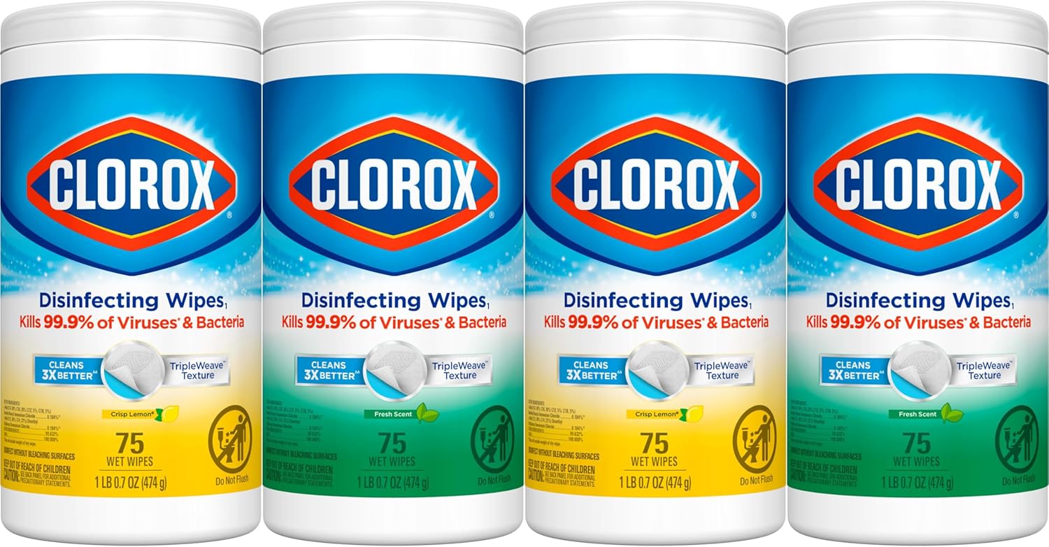 Clorox Disinfecting Wipes Value Pack, Household Essentials, 75 Count, Pack of 3 (Package May Vary)