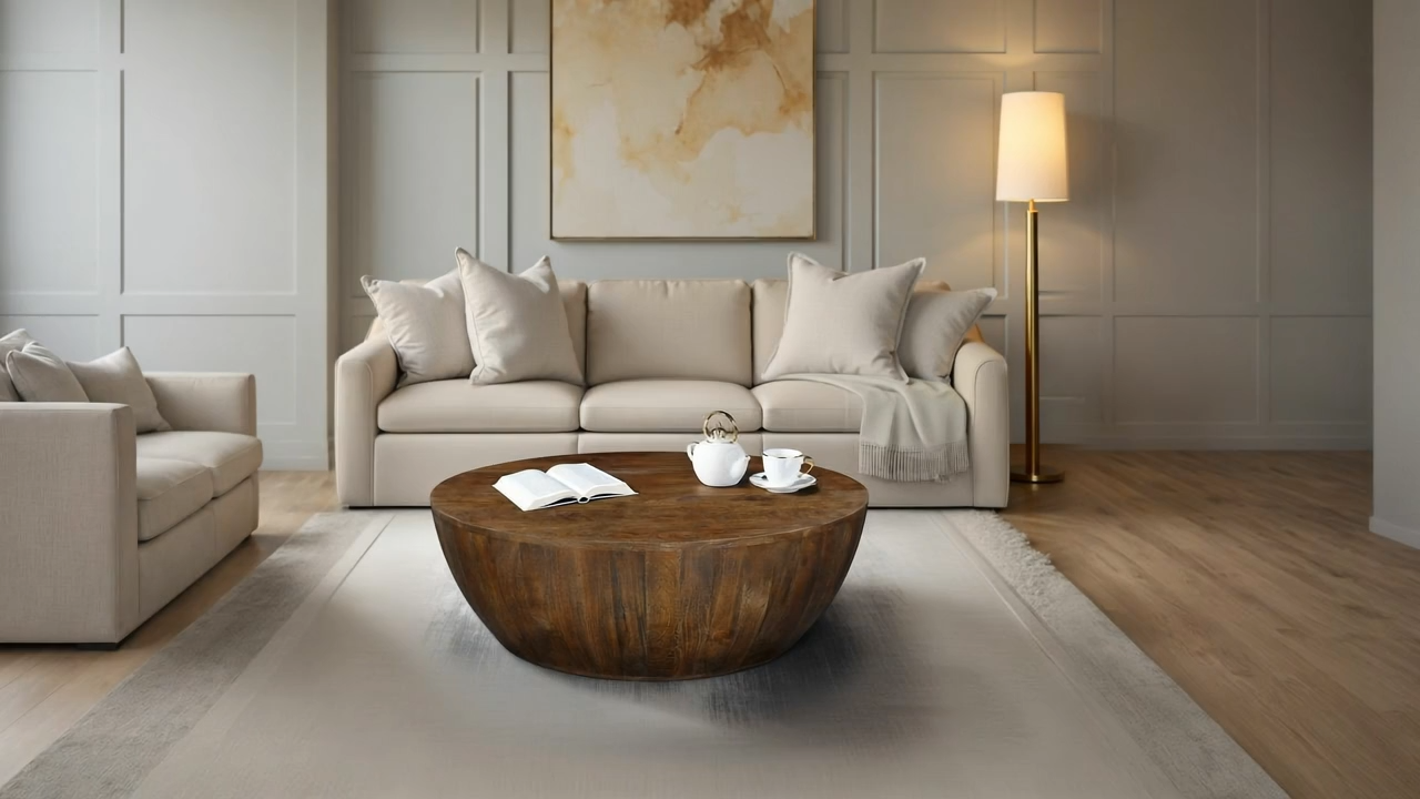 Teasdale Solid Wood Single Drum Coffee Table