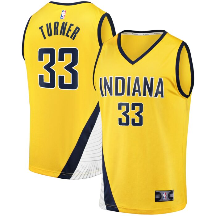 Men’s Indiana Pacers Myles Turner Fanatics Gold Fast Break Replica Jersey – Statement Edition