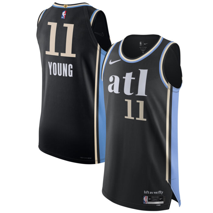 Men’s Atlanta Hawks Trae Young Nike Black Authentic Jersey – City Edition