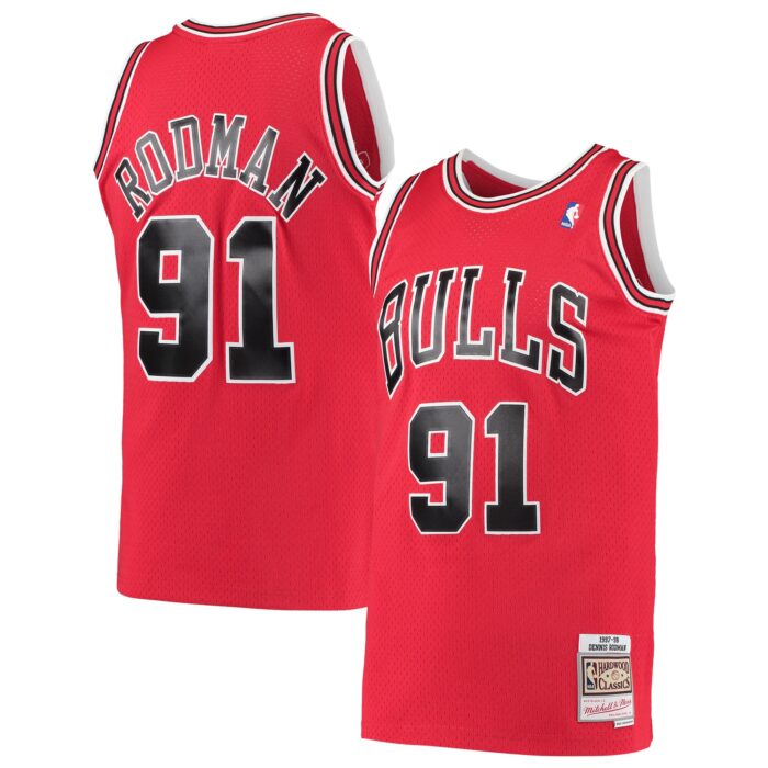 Men’s Chicago Bulls Dennis Rodman Mitchell & Ness Red Hardwood Classics Swingman Jersey