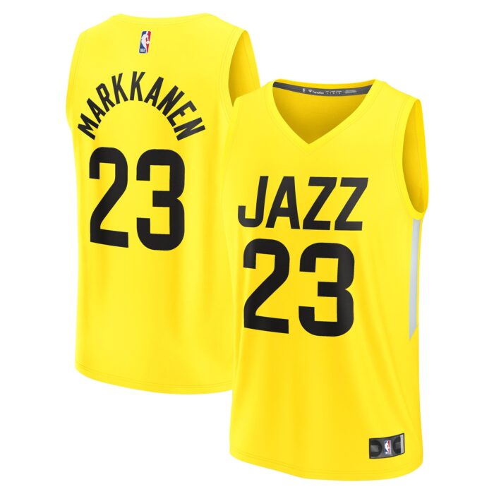 Men’s Utah Jazz Lauri Markkanen Fanatics Yellow Fast Break Replica Player Jersey – Icon Edition