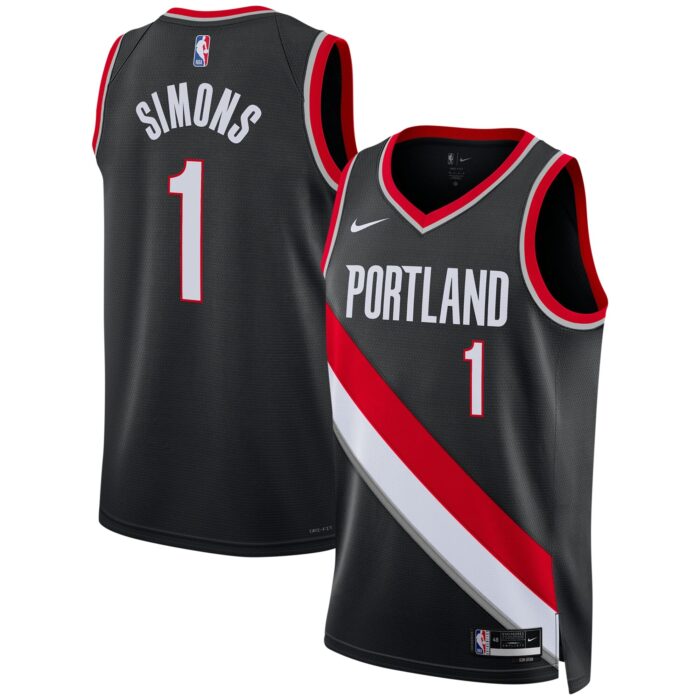 Unisex Portland Trail Blazers Anfernee Simons Nike Black Swingman Jersey – Icon Edition