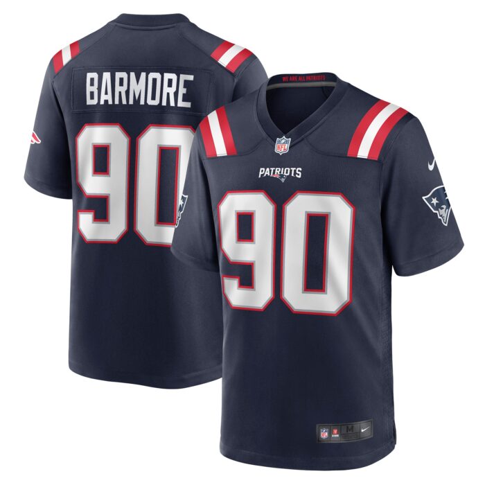 Men’s New England Patriots Christian Barmore Nike Navy Player Game Jersey